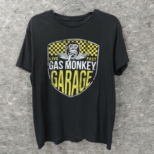 Gas Monkey Garage Men's T-Shirt Black Large Graphic Tee Dallas Texas Racing